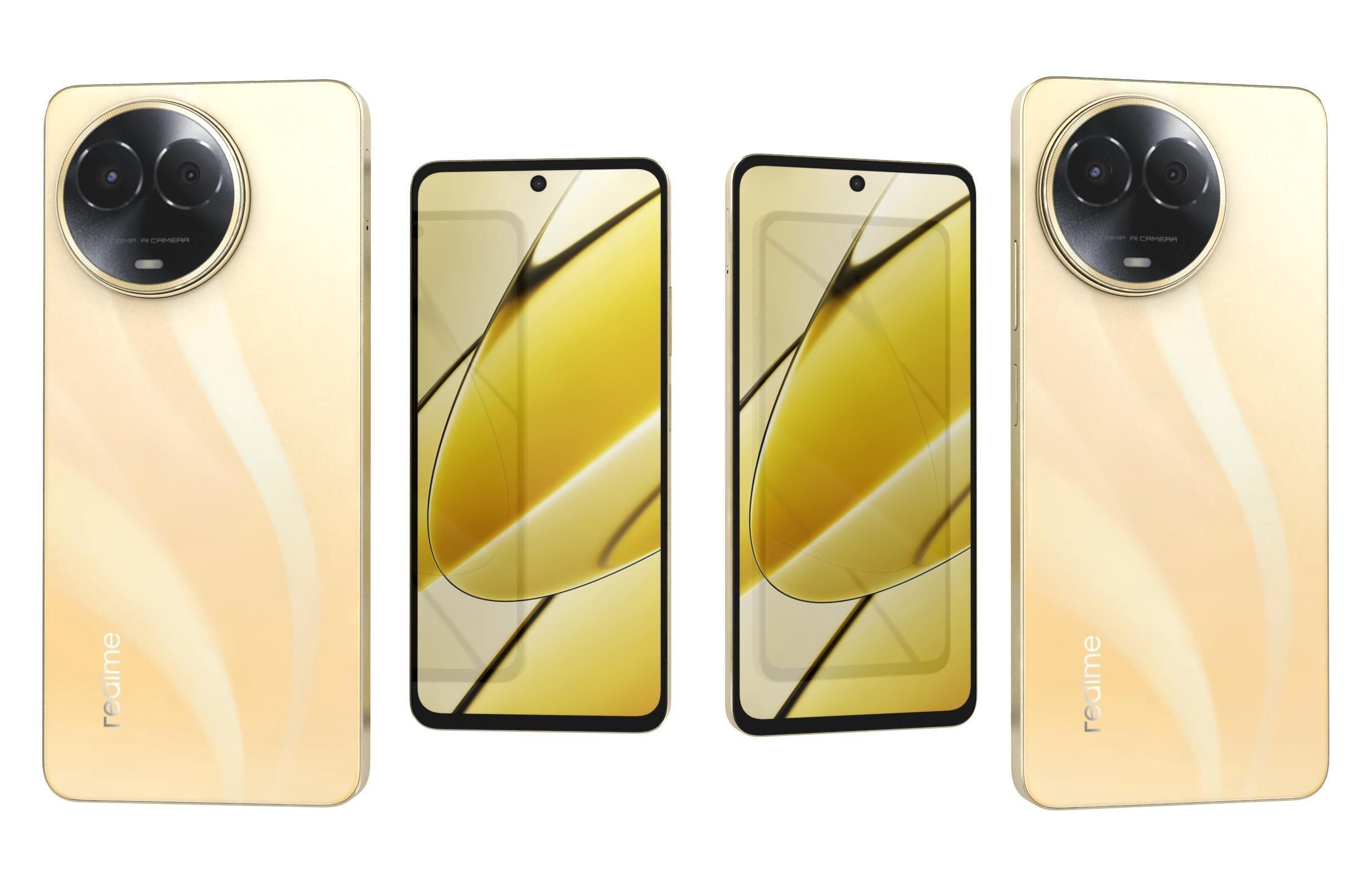 Realme 11 5G Black And Gold Low-poly 3D model_2