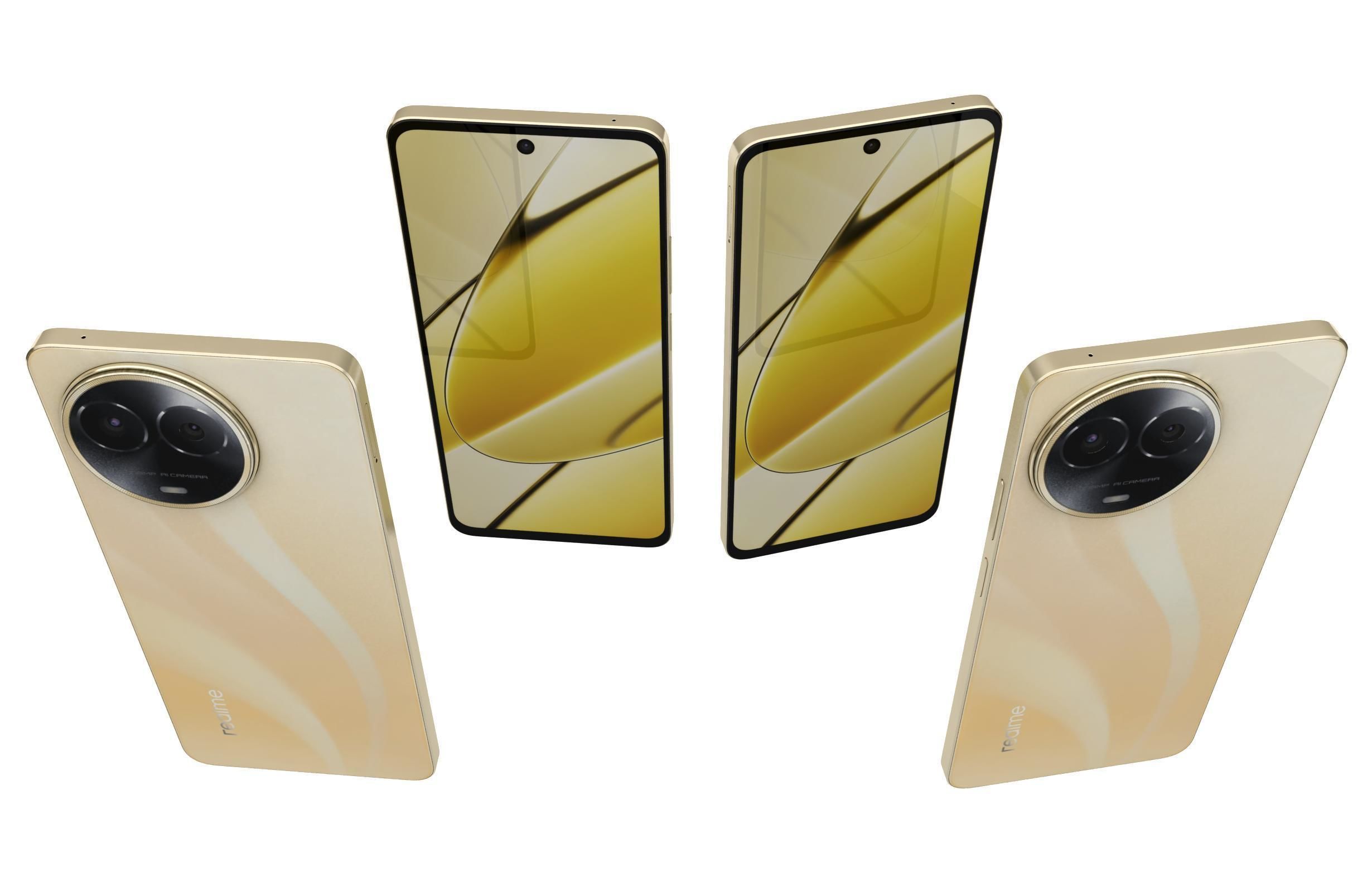 Realme 11 5G Black And Gold Low-poly 3D model_17