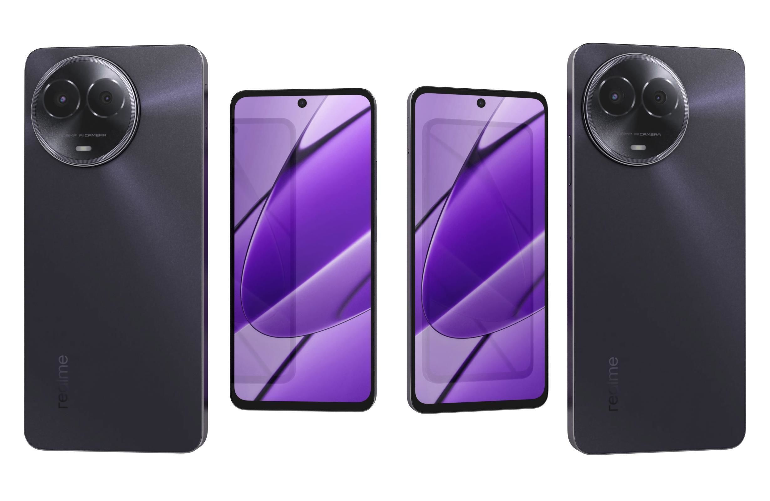 Realme 11 5G Black And Gold Low-poly 3D model_1