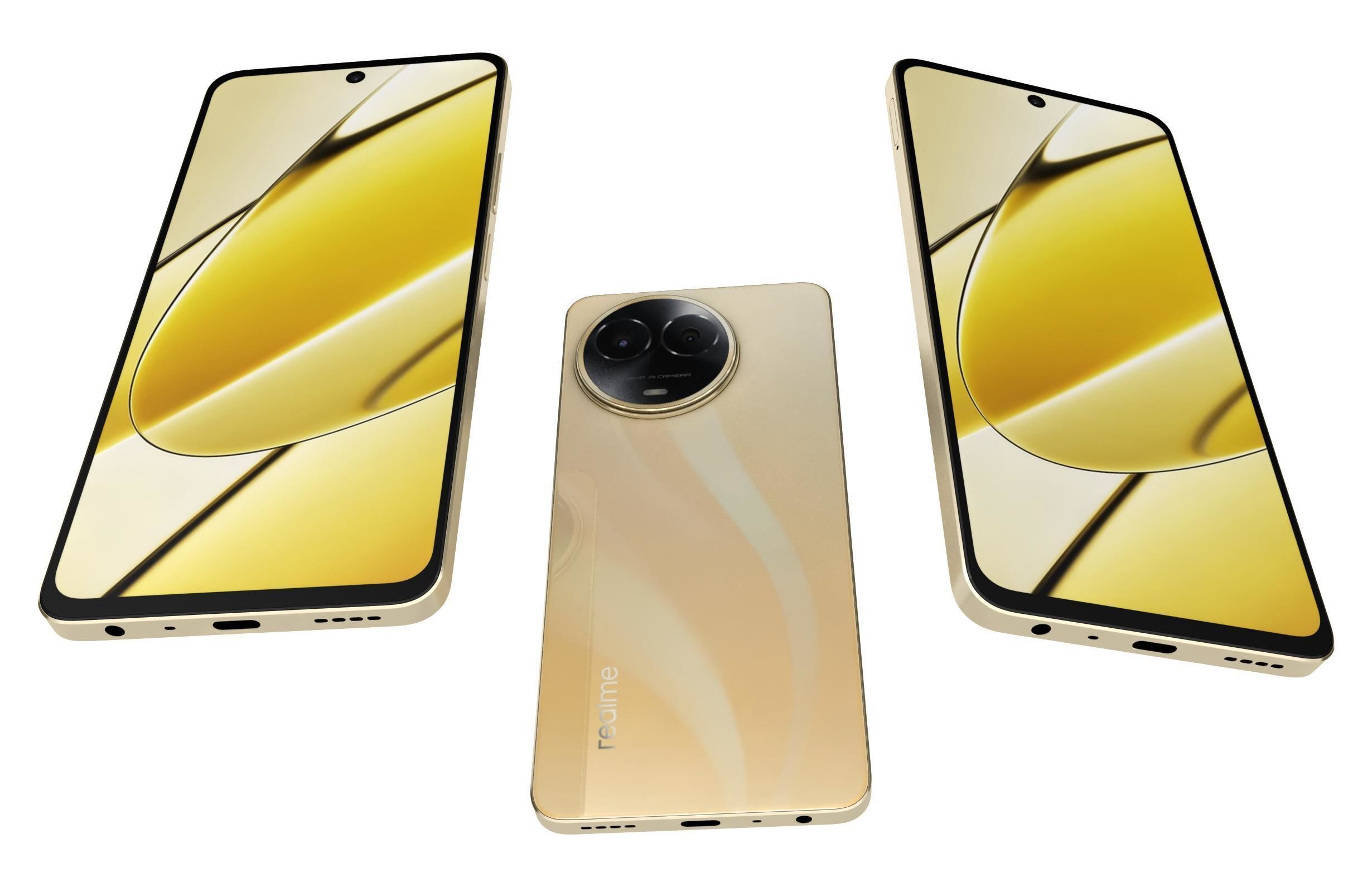 Realme 11 5G Black And Gold Low-poly 3D model_16