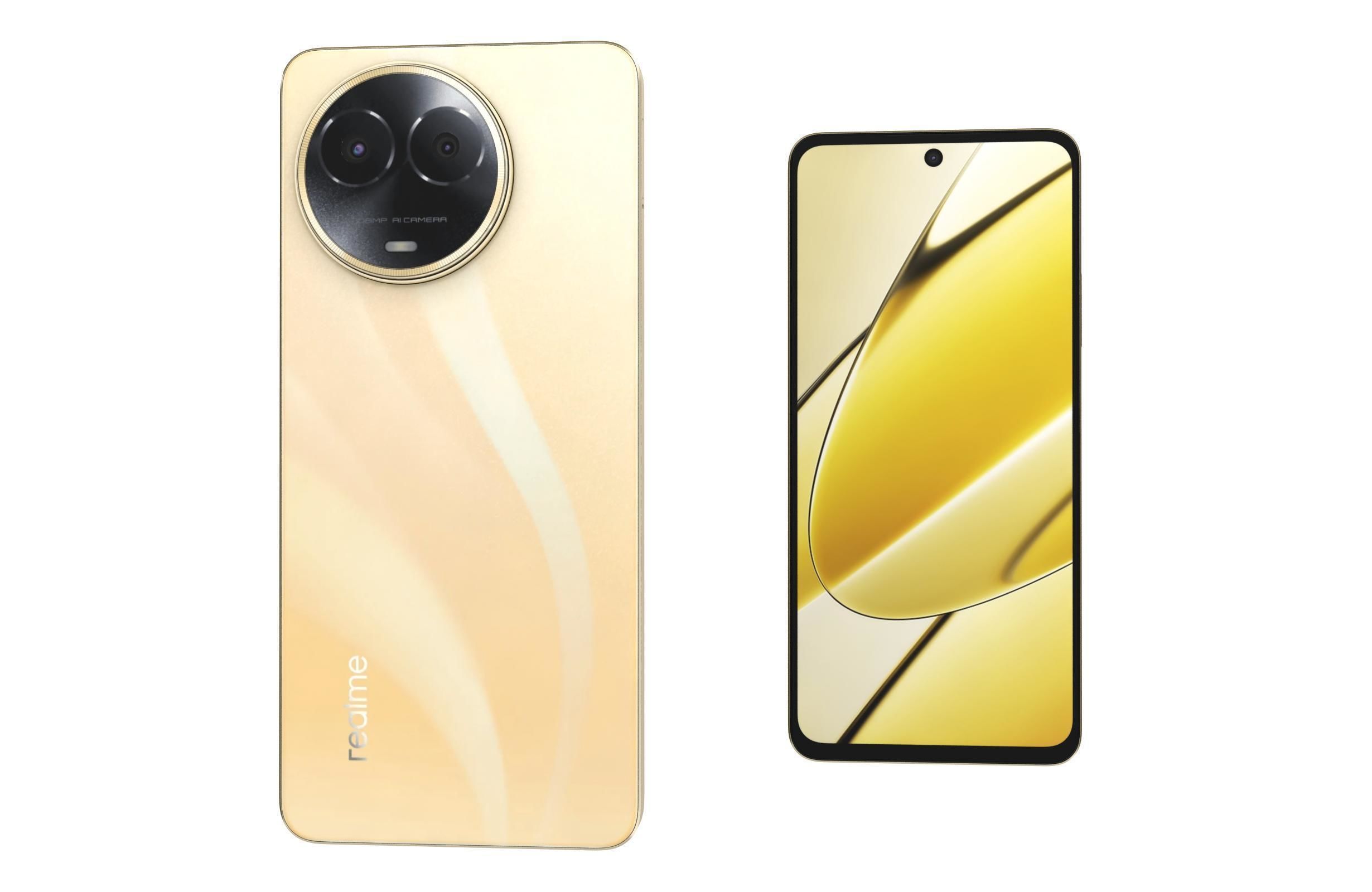 Realme 11 5G Black And Gold Low-poly 3D model_20