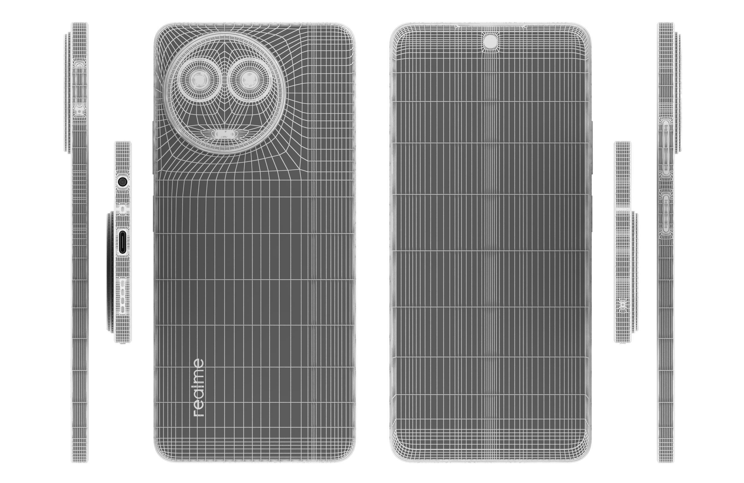 Realme 11 5G Black And Gold Low-poly 3D model_26