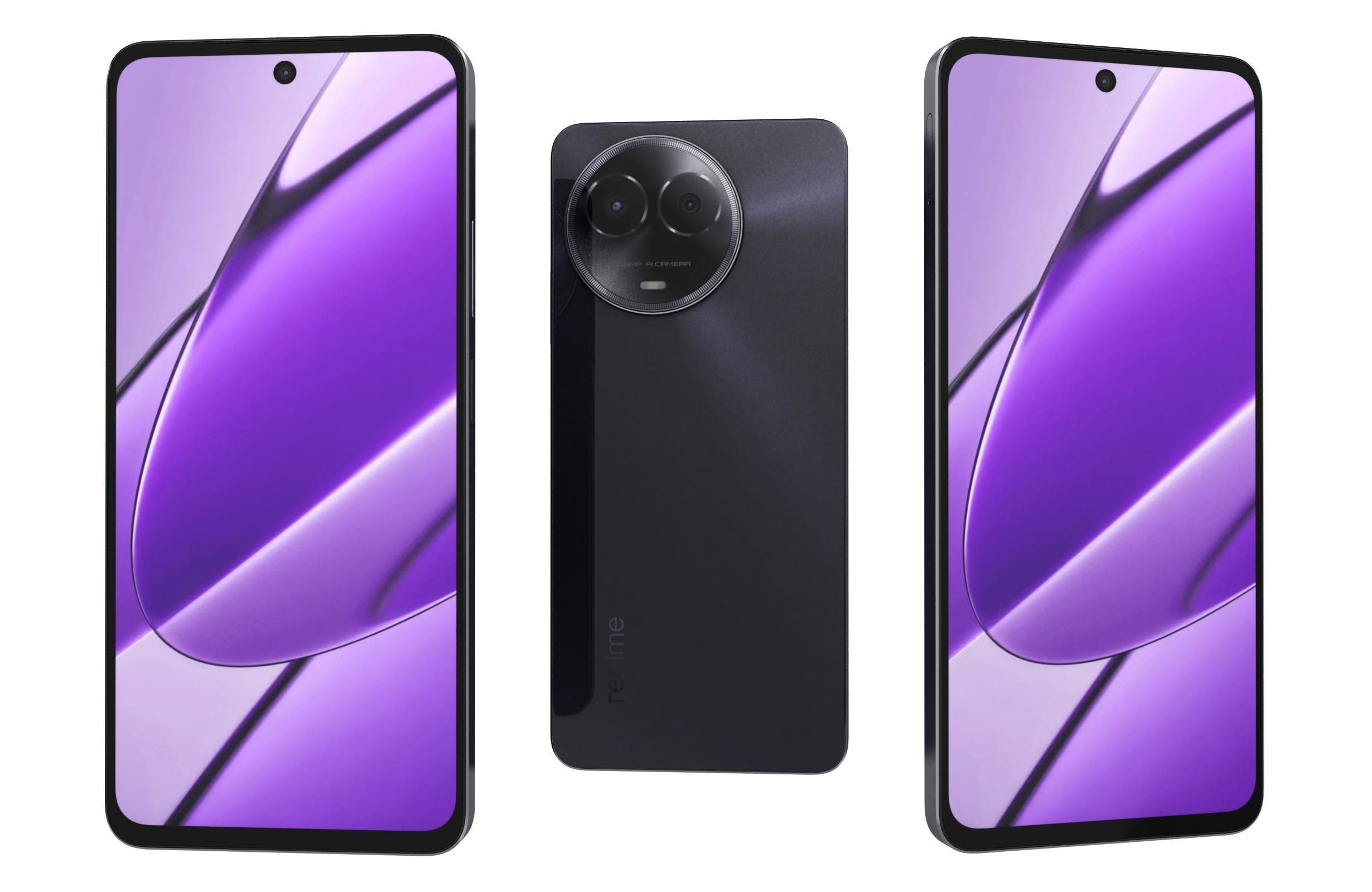 Realme 11 5G Black And Gold Low-poly 3D model_3