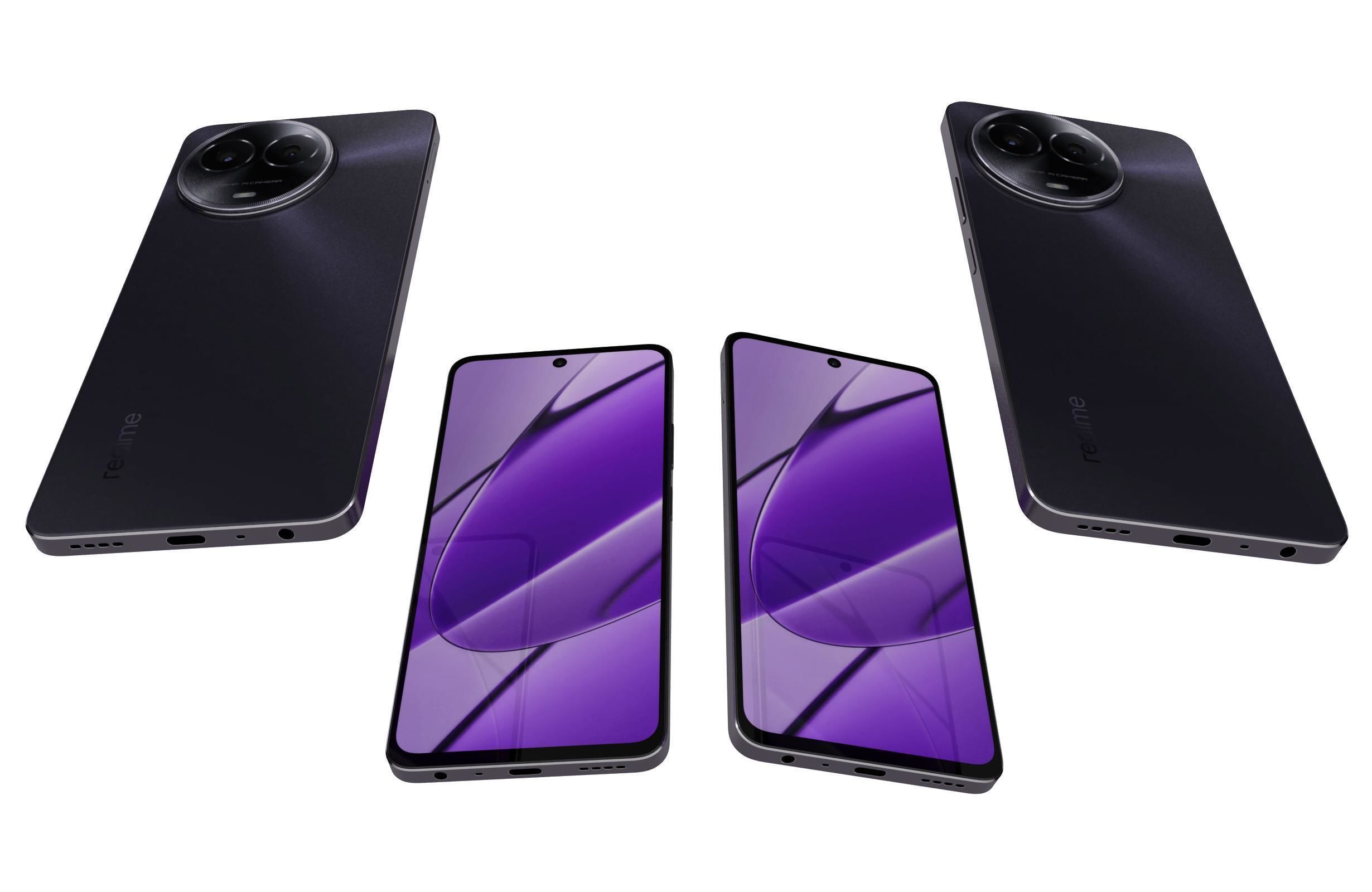 Realme 11 5G Black And Gold Low-poly 3D model_7