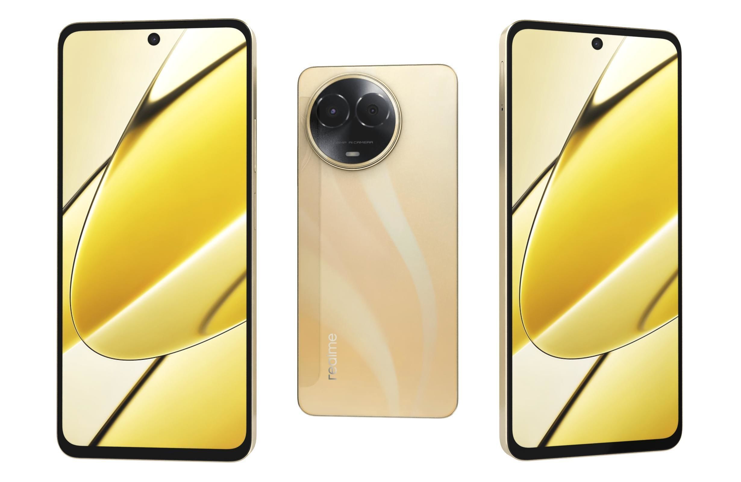 Realme 11 5G Black And Gold Low-poly 3D model_14