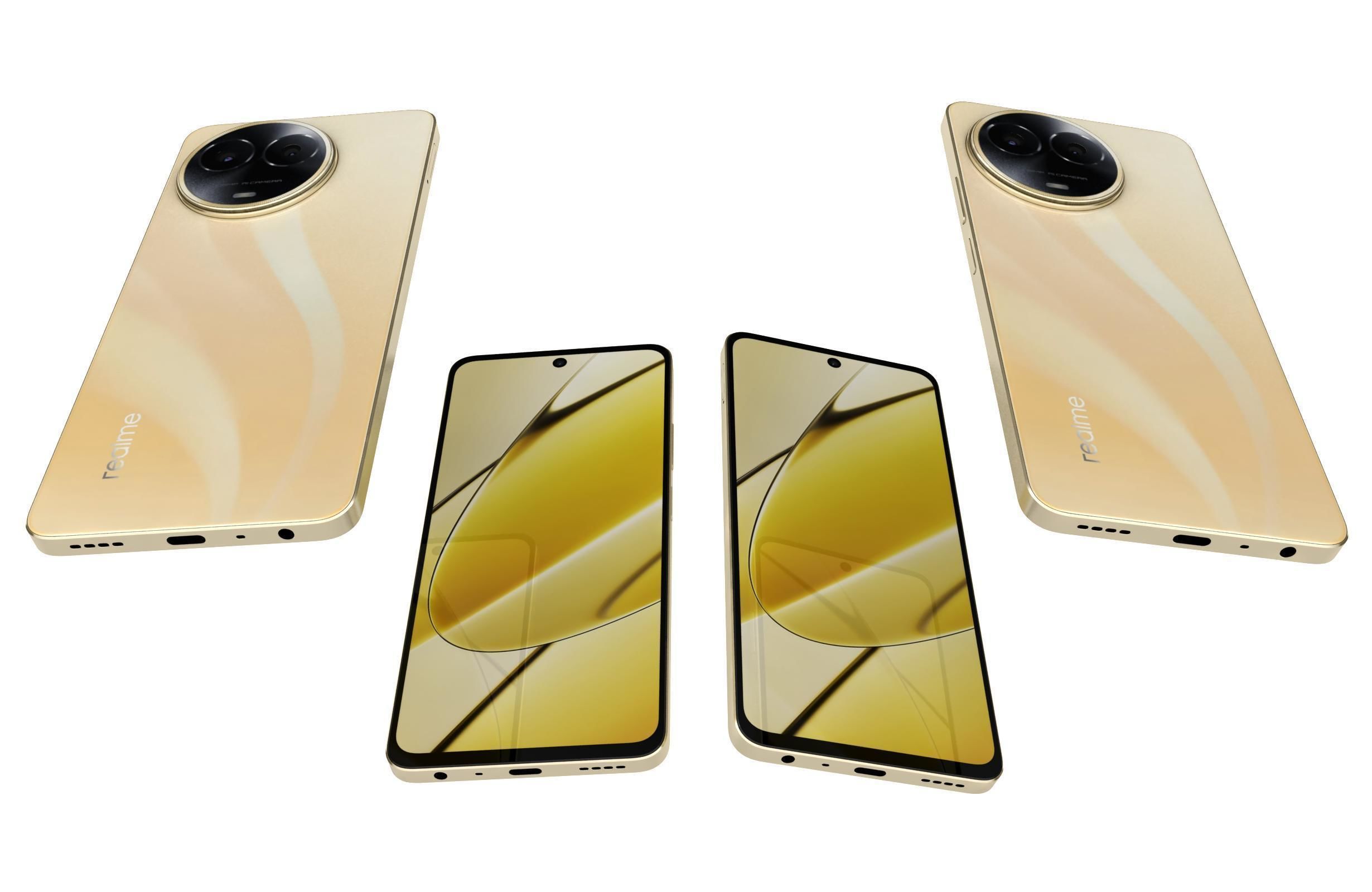 Realme 11 5G Black And Gold Low-poly 3D model_18