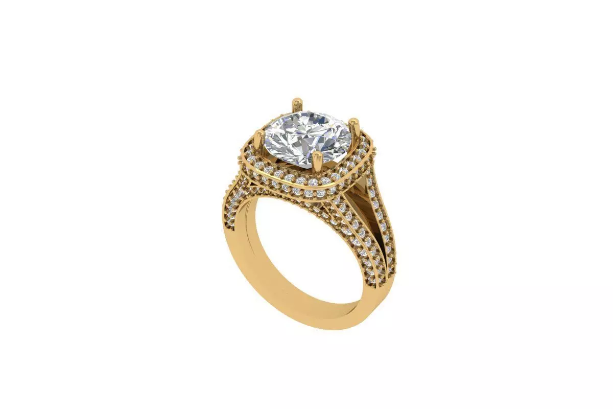 Solitaire Engagement Art Deco Ring 3D print model_0