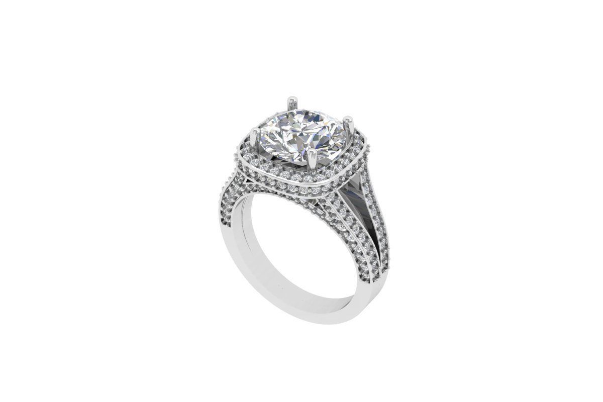 Solitaire Engagement Art Deco Ring 3D print model_2