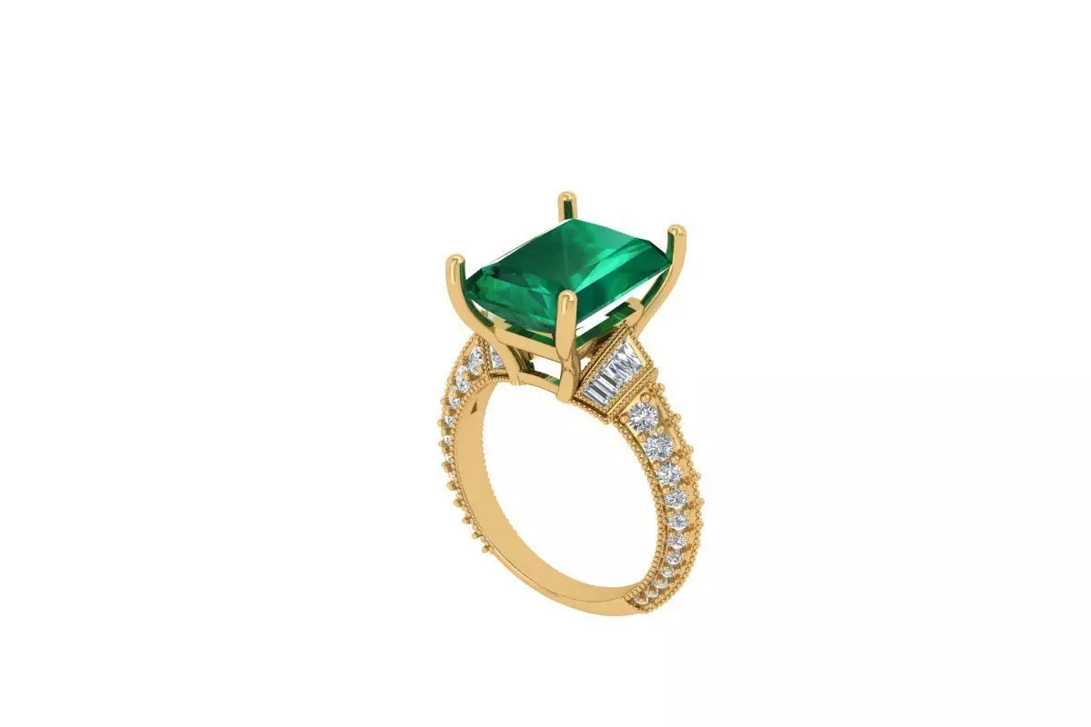 Emerald Art Deco Ring 3D print model