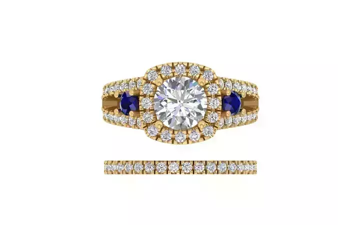 3Stone Solitair Ring Bridal Set