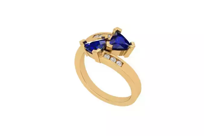 Solitair 2 Stone Ring 3D print model