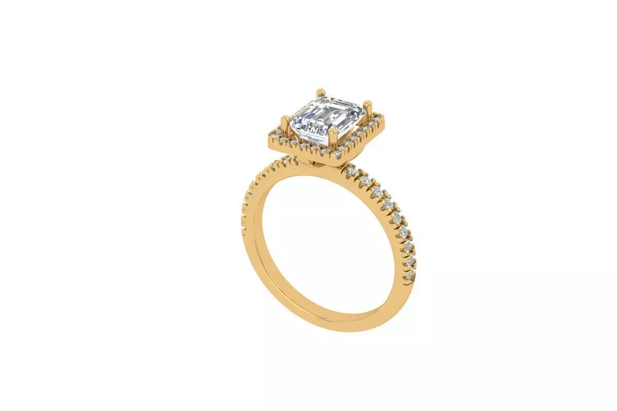 Emerald Art Deco Ring 3D print model_0