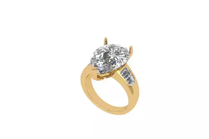 Pear Art Deco Ring 3D print model Pear Art Deco Ring 3D print model