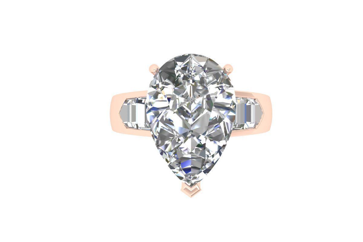 Pear Art Deco Ring 3D print model_2