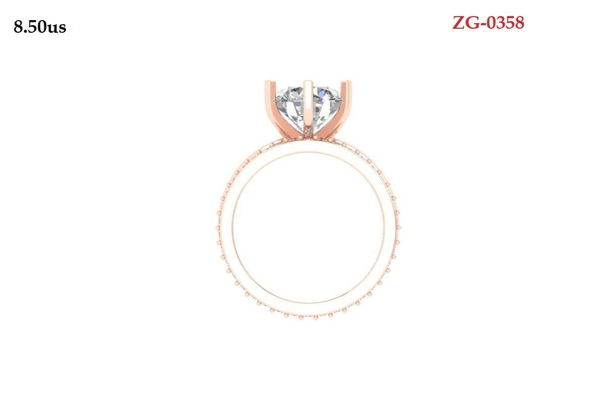 Solitaire Engagement Ring 3D print model_9