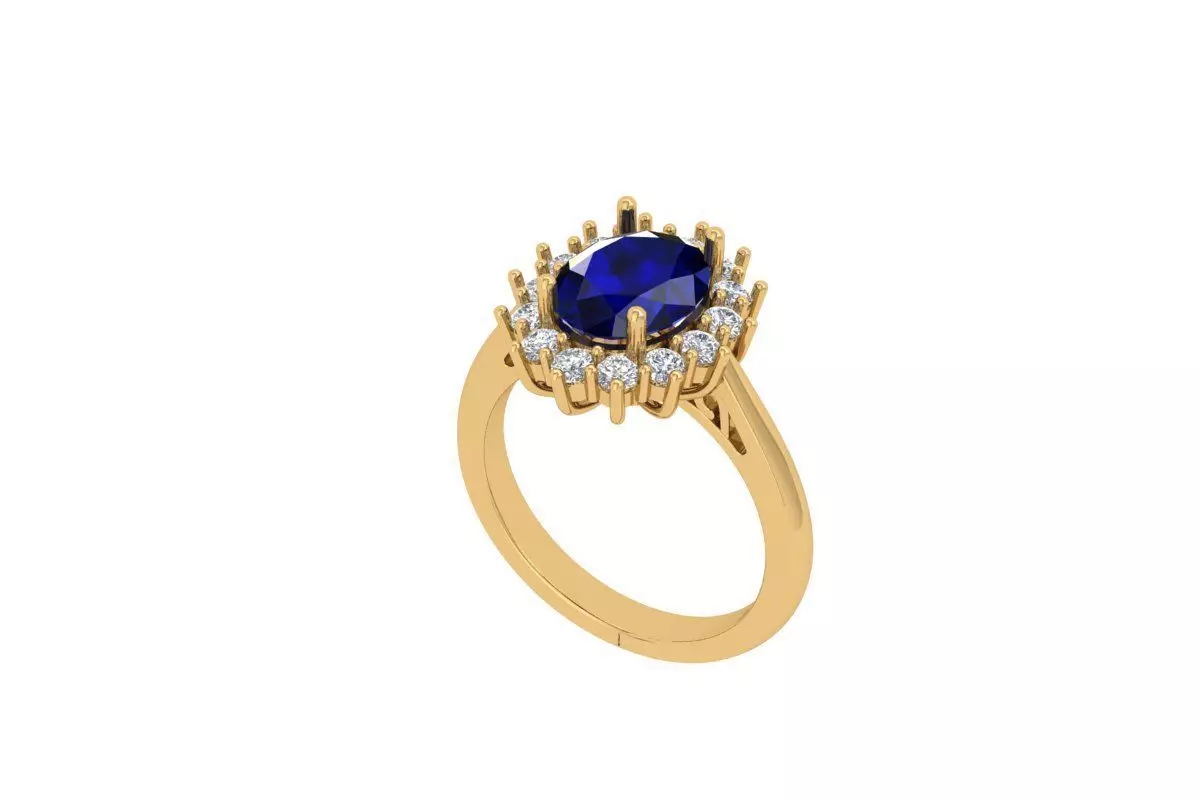 Oval Solitaire Ring 3D print model_0