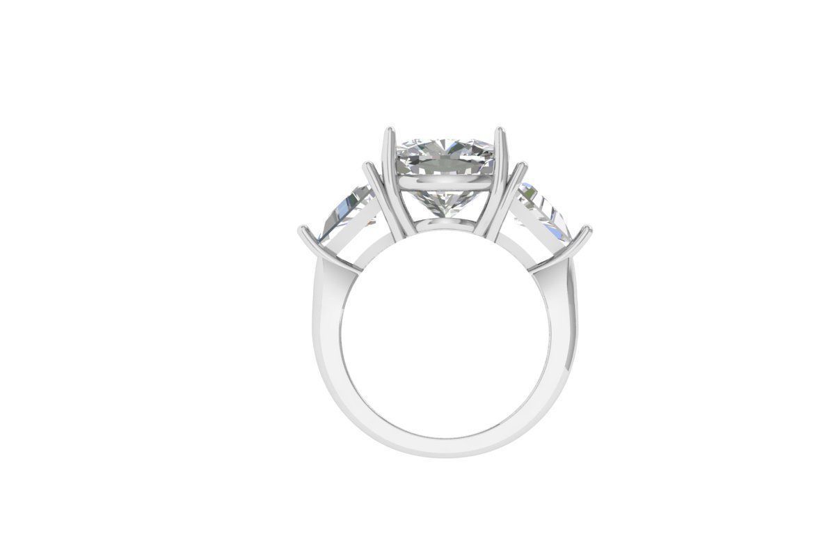  Cushion 3 Stone Bridal Ring 3D print model_14