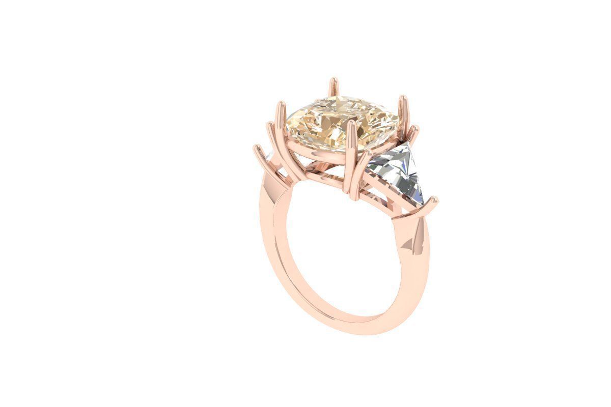  Cushion 3 Stone Bridal Ring 3D print model_23