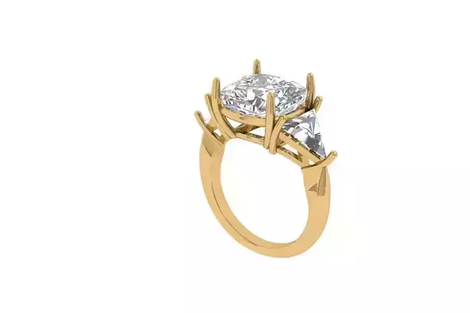  Cushion 3 Stone Bridal Ring 3D print model