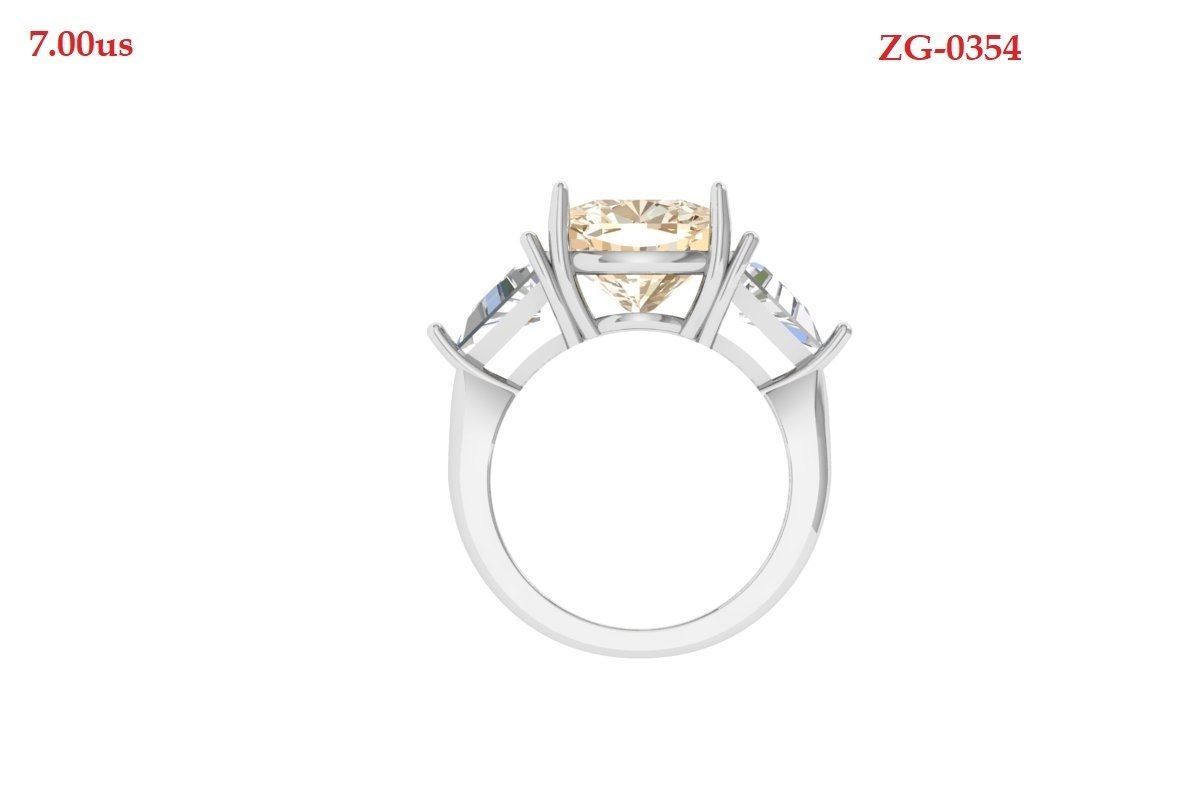  Cushion 3 Stone Bridal Ring 3D print model_13