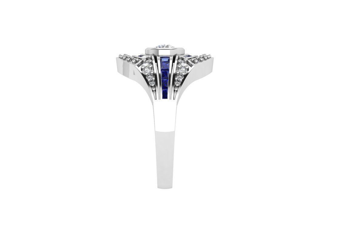 Solitaire Engagement Art Deco Ring 3D print model_10