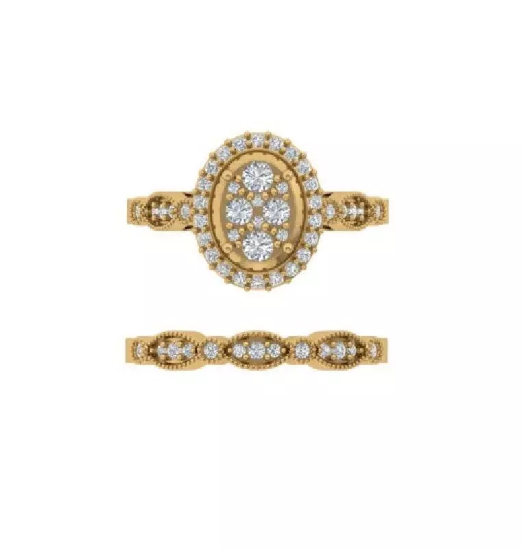 Solitair Ring Bridal Set 3D print model