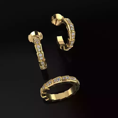 Bvlgari Serpenti Ring and Earrings 