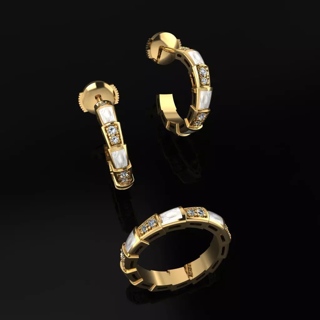 Bvlgari Serpenti Ring and Earrings  3D print model_0