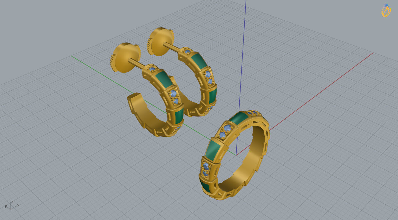 Bvlgari Serpenti Ring and Earrings  3D print model_12