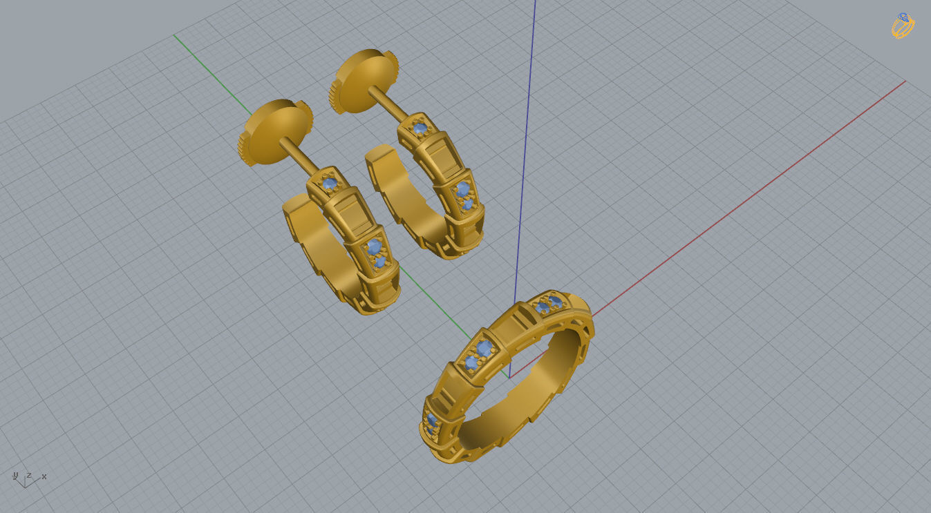 Bvlgari Serpenti Ring and Earrings  3D print model_14