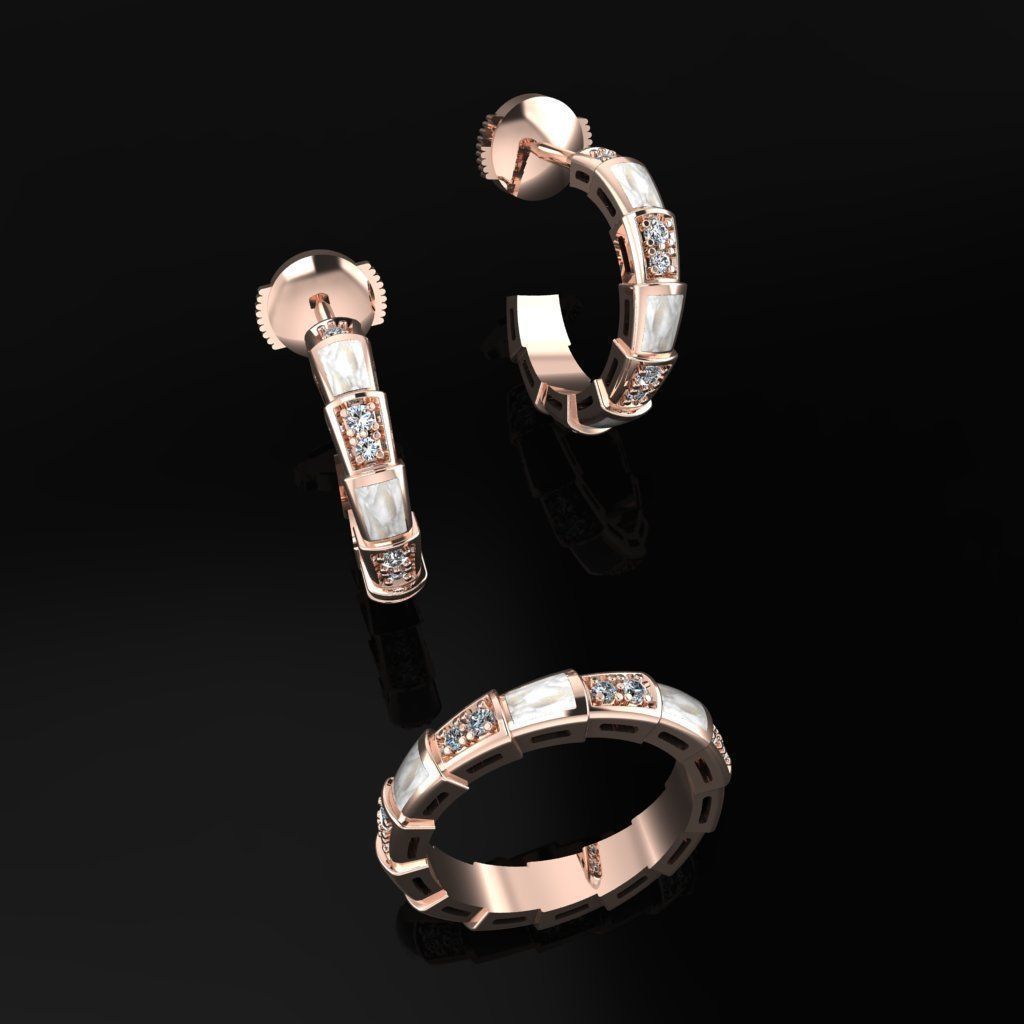 Bvlgari Serpenti Ring and Earrings  3D print model_3