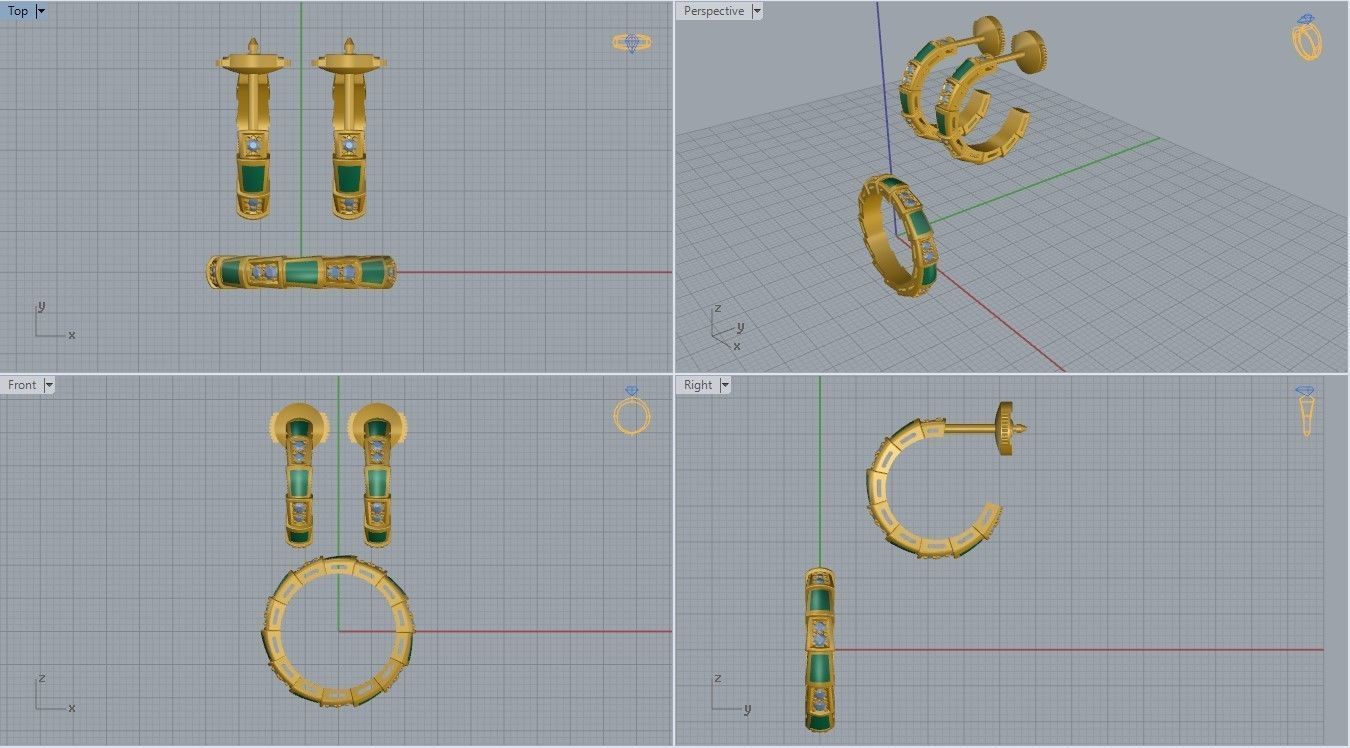 Bvlgari Serpenti Ring and Earrings  3D print model_6