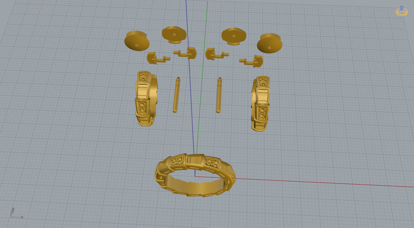 Bvlgari Serpenti Ring and Earrings  3D print model_7