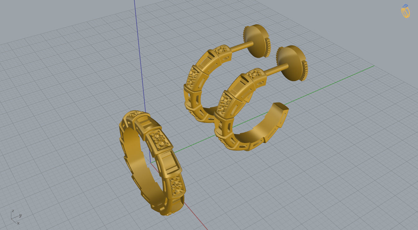 Bvlgari Serpenti Ring and Earrings  3D print model_15