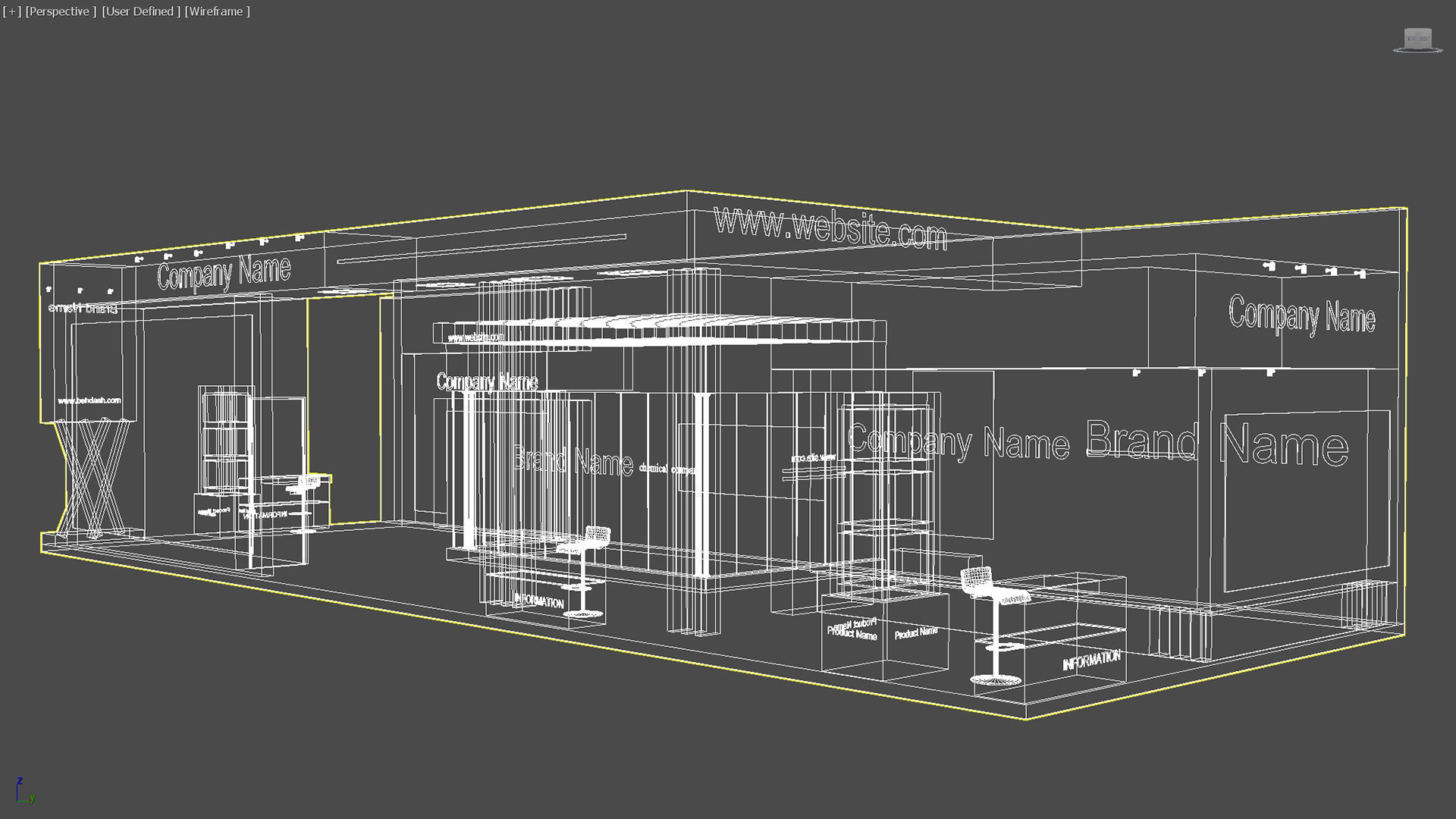 Exhibition booth Low-poly 3D model_17
