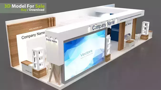 Exhibition booth Low-poly 3D model Exhibition booth Low-poly 3D model