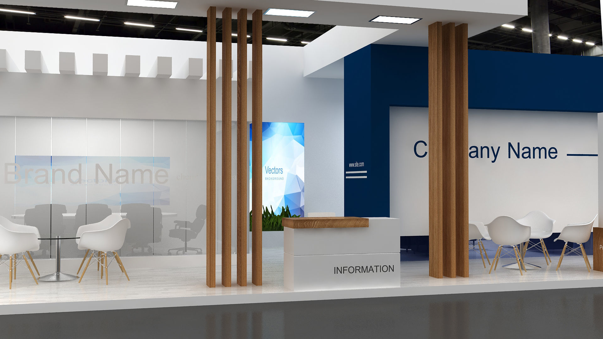 Exhibition booth Low-poly 3D model_8