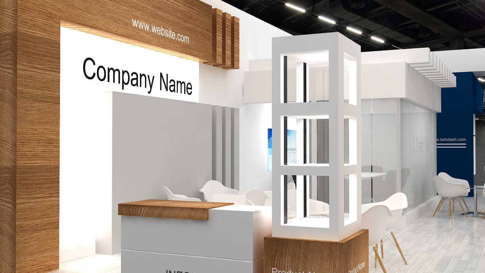 Exhibition booth Low-poly 3D model_14