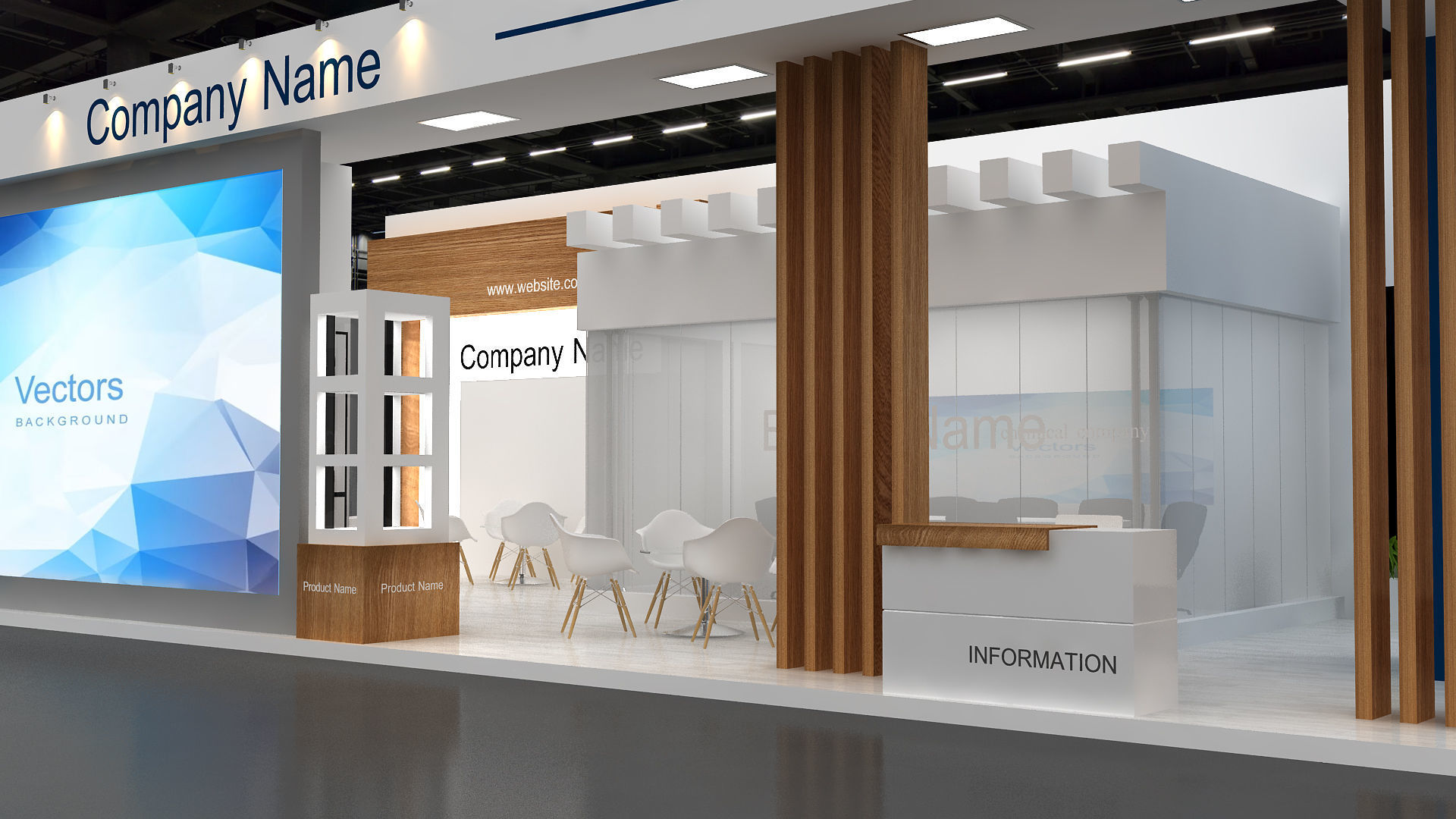 Exhibition booth Low-poly 3D model_10