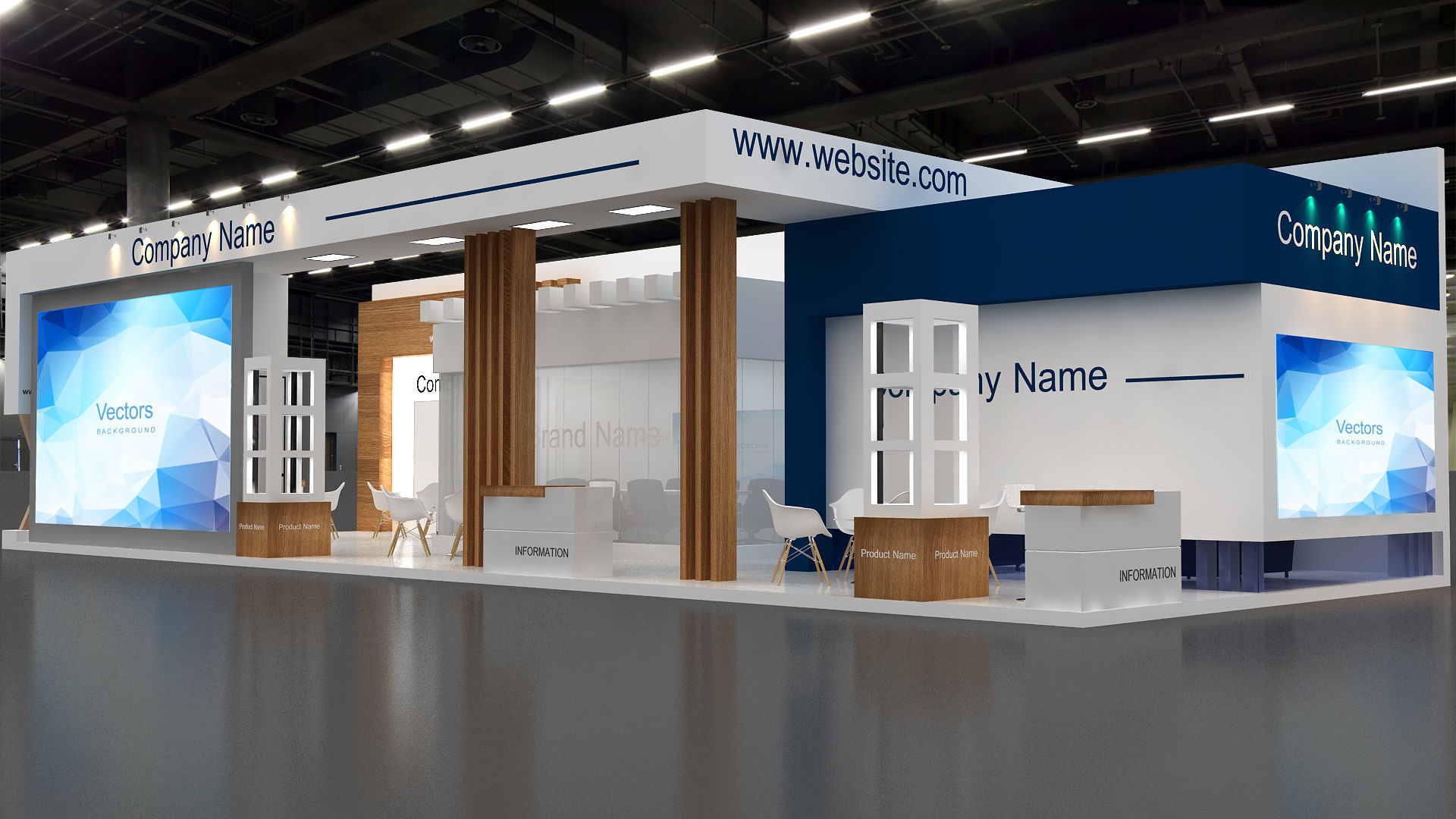 Exhibition booth Low-poly 3D model_6