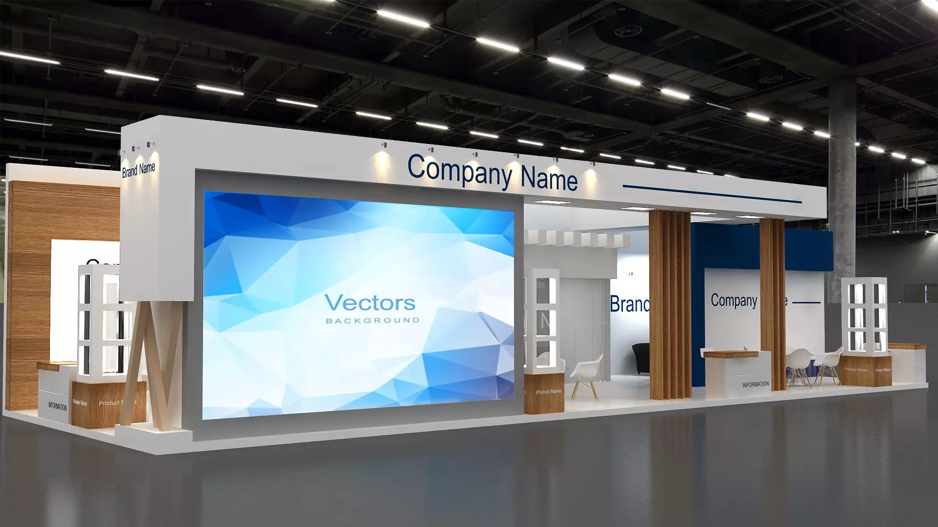 Exhibition booth Low-poly 3D model_5