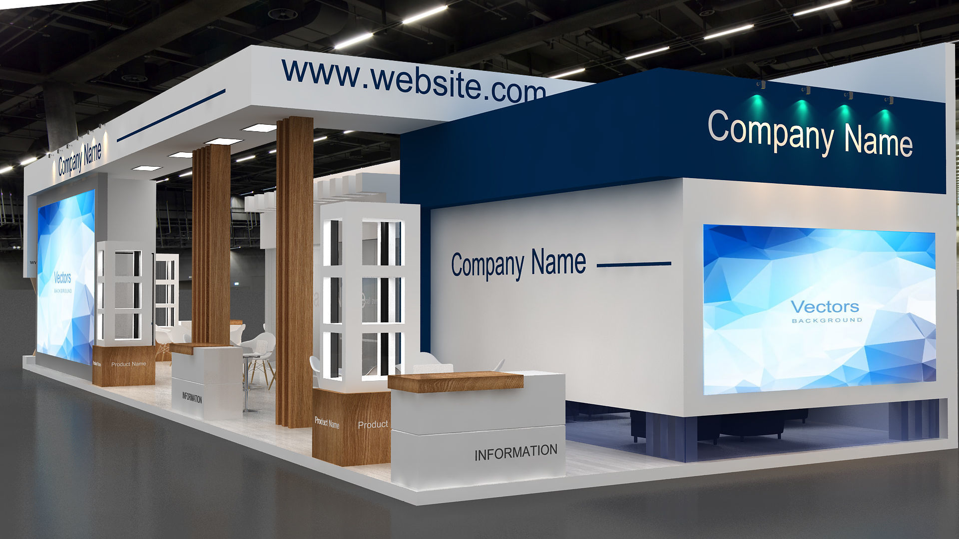 Exhibition booth Low-poly 3D model_11