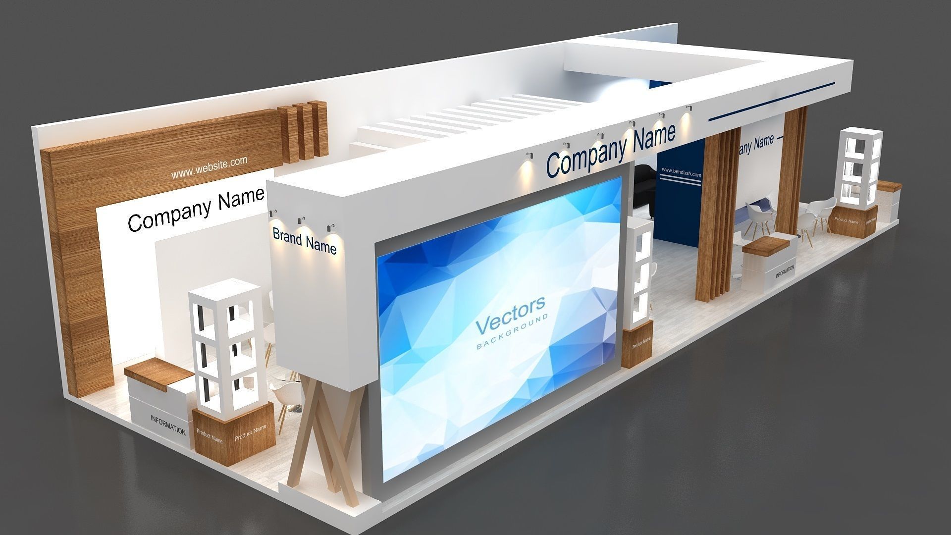 Exhibition booth Low-poly 3D model_12