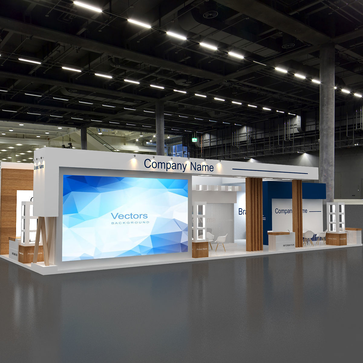 Exhibition booth Low-poly 3D model_7