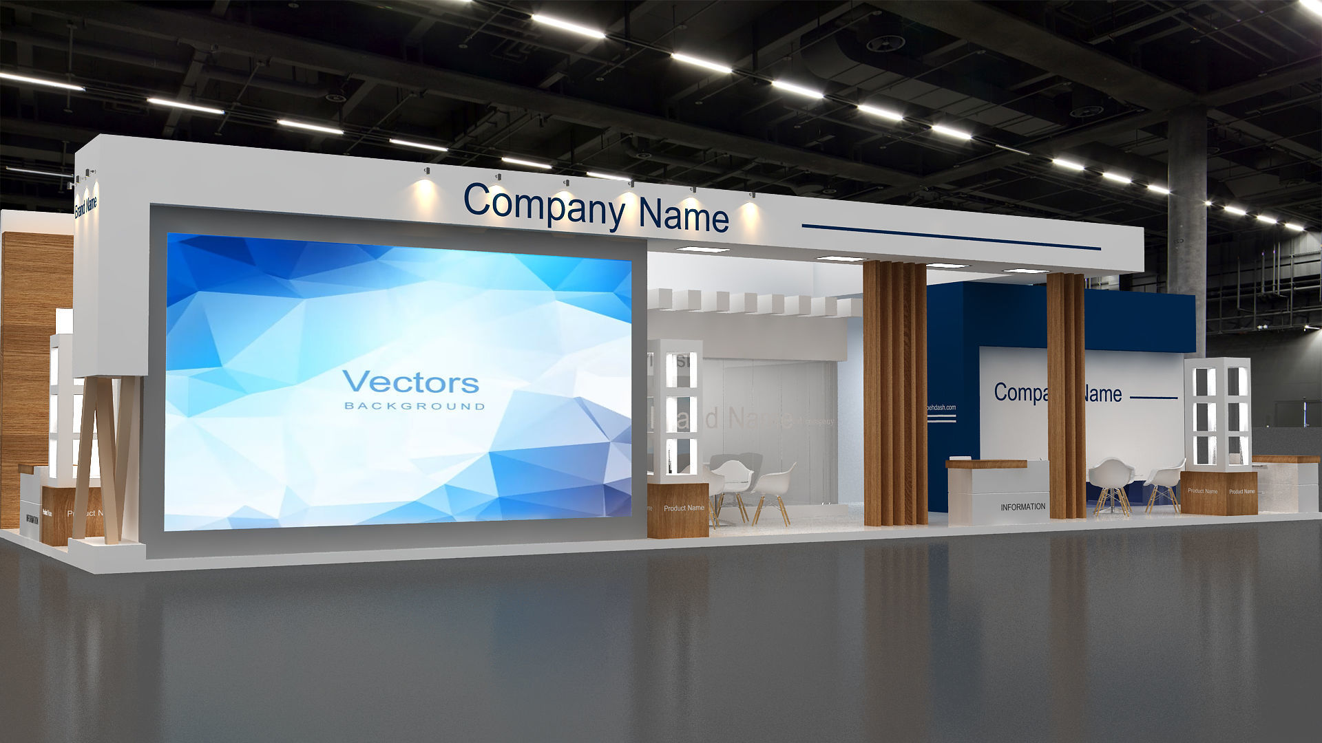 Exhibition booth Low-poly 3D model_9