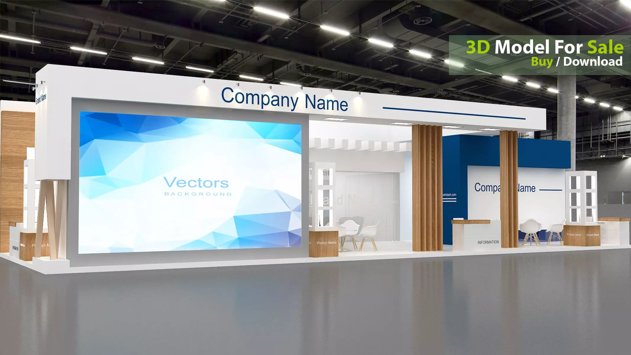 Exhibition booth Low-poly 3D model_3