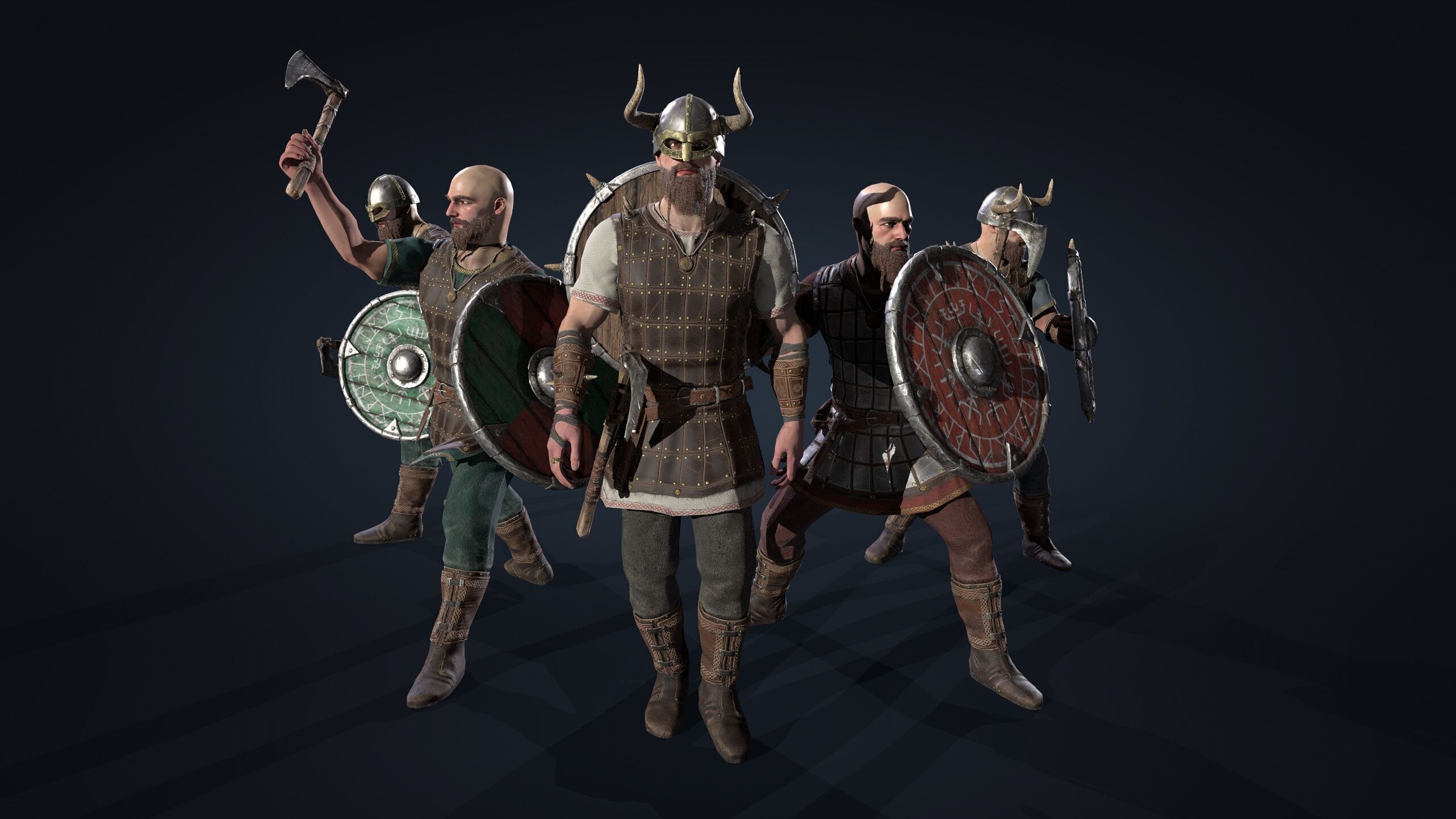 Vikings set Celtic Warrior 2 Low-poly 3D model_5