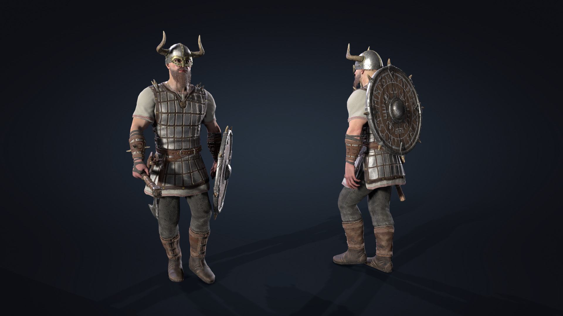 Vikings set Celtic Warrior 2 Low-poly 3D model_7