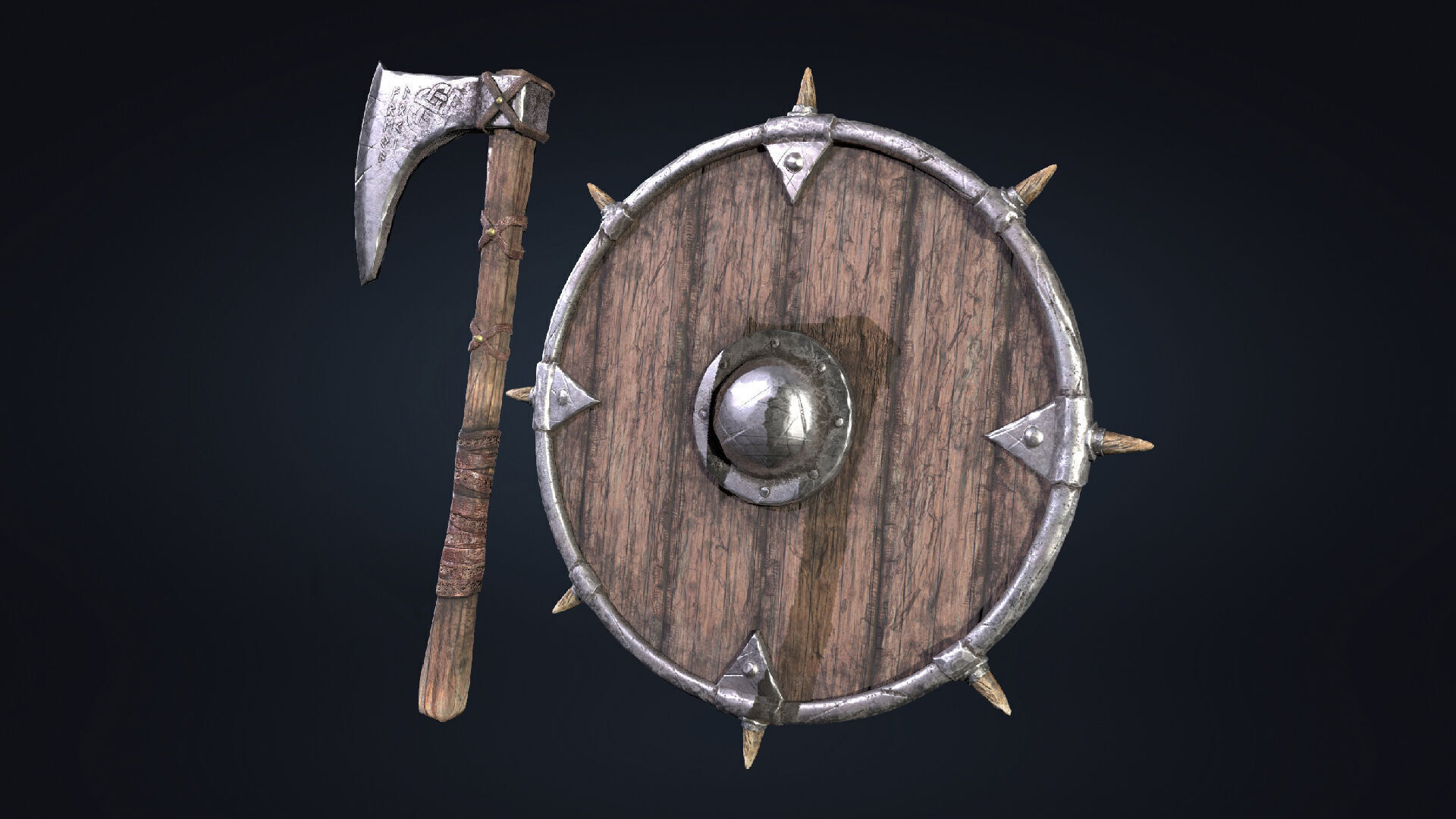 Vikings set Celtic Warrior 2 Low-poly 3D model_4