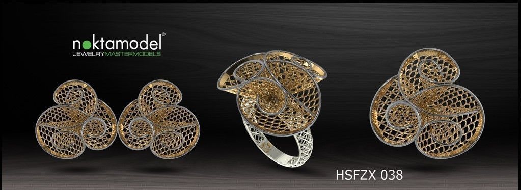 10 Half sets of Floral turkish model for ring Batch 04 3D print model_5